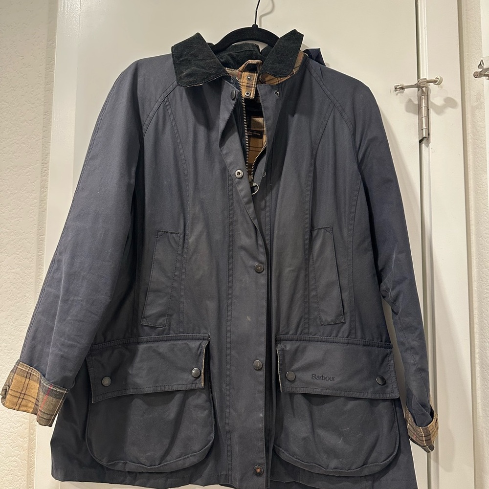 Barbour Blue Utility Jacket with Corduroy Collar
